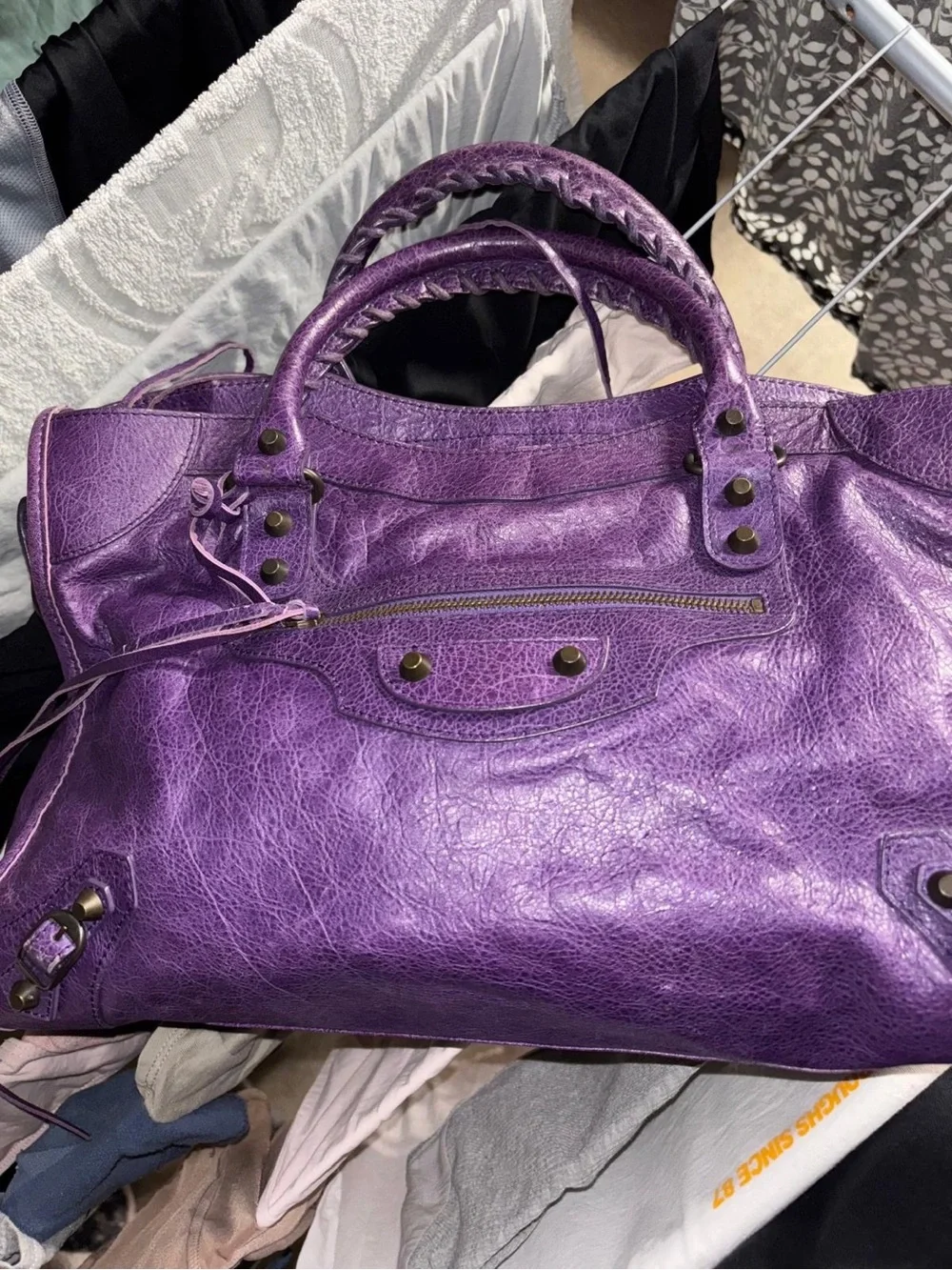 Vintage Balenciaga Raisin/ Violet Leather Purple Classic City Bag